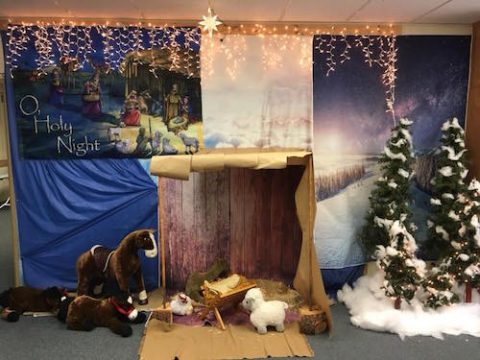 The Cradle Roll classroom decorated for Christmas